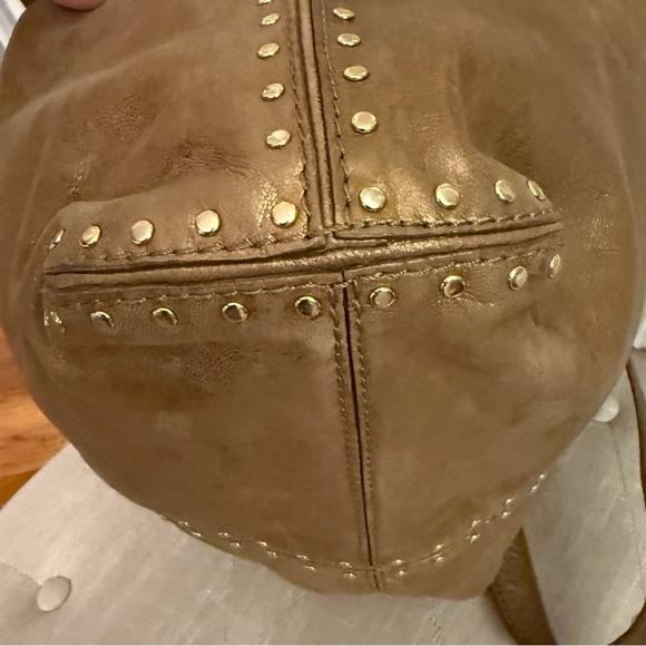 MICHAEL Michael Kors Delancy Studded Leather Hobo Bag Bronze Metallic